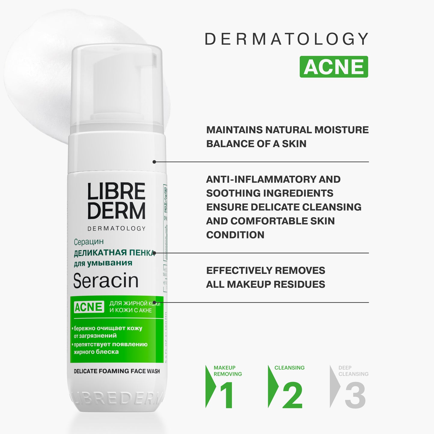 SERACIN Деликатная пенка для умывания, 160 мл